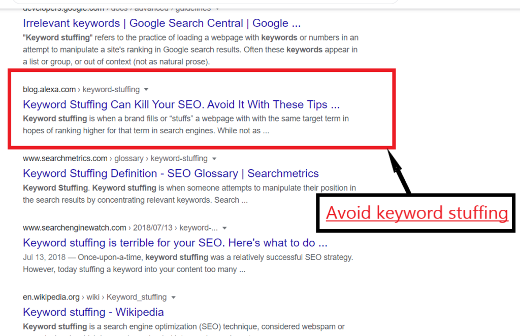 keyword stuffing avoidable