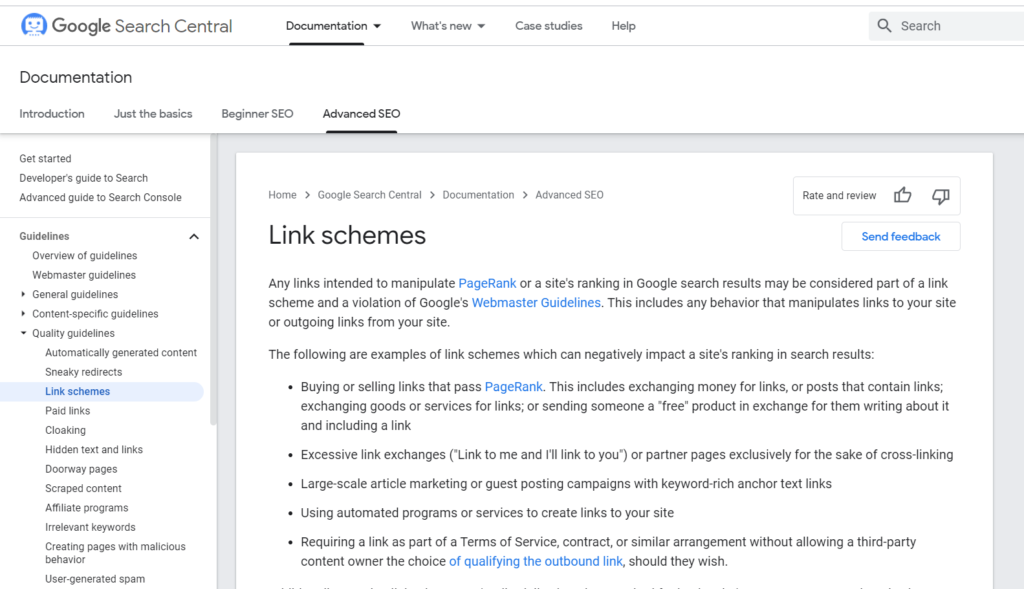 avoid link schemes for good backlinks 