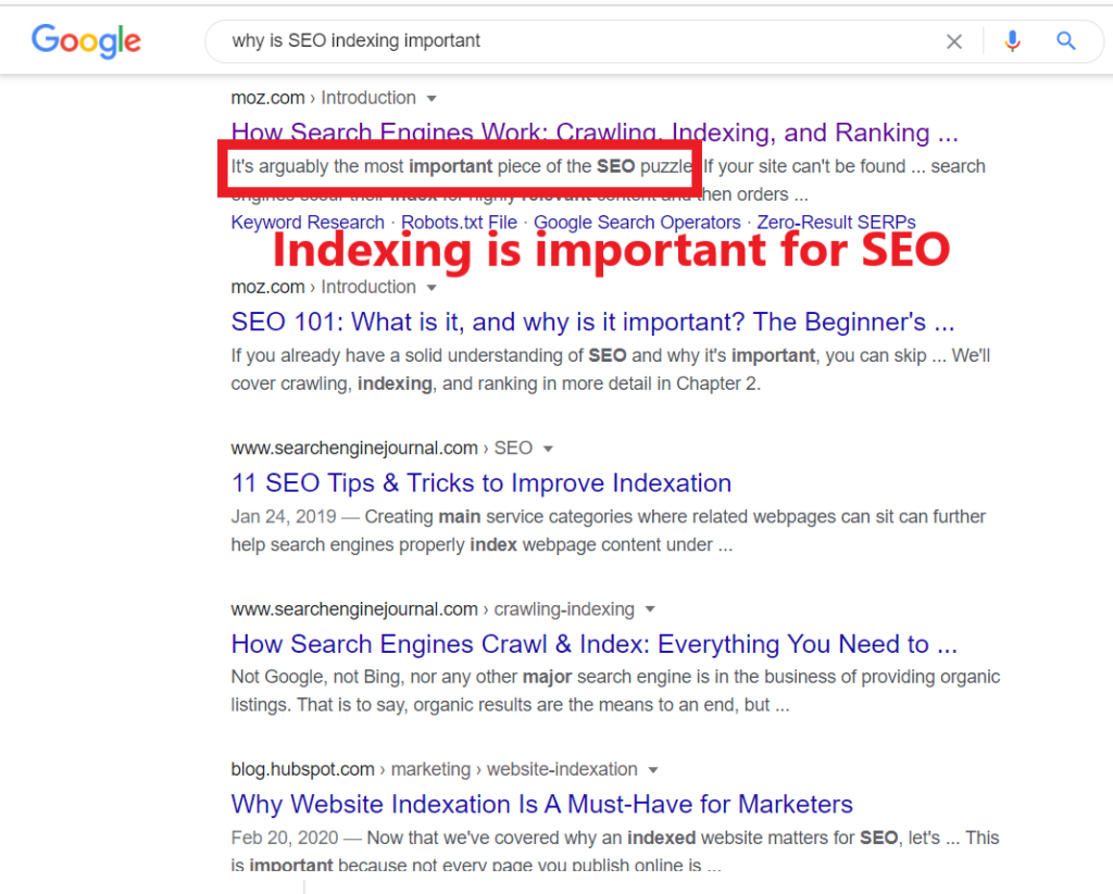 indexing is important for SEO