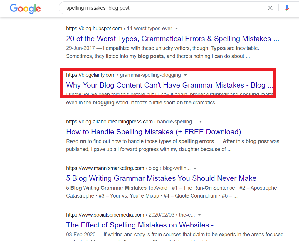 spelling and grammar mistakes in blog posts