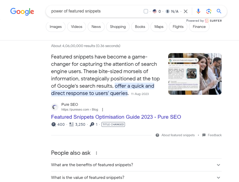 featured snippets to clarify user intent 
